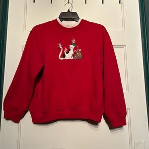 Vintage  Christmas Cat and Mice Crewneck Pullover Sweatshirt USA